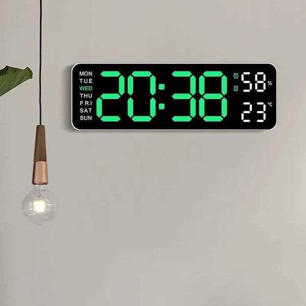 9-inch large digital wall clock with USB power supply temperature and humidity automatic dimming DST desktop clock 12/24H electronic LED alarm clock W240806