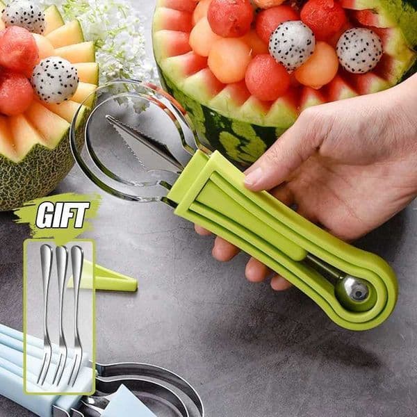 Melon Ball Spoon Set Knife Shape Set 3 In 1 Stainless Steel Fruit Spoon Fruit Carving Tool Set Watermelon SlicerXJ240903