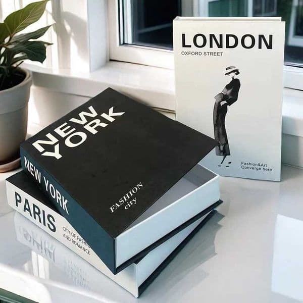 Open Luxury Fake Book Storage Box Home Decor Black White Paris Decorative Books Interior Decoration Coffee Table Props Ornaments M240903