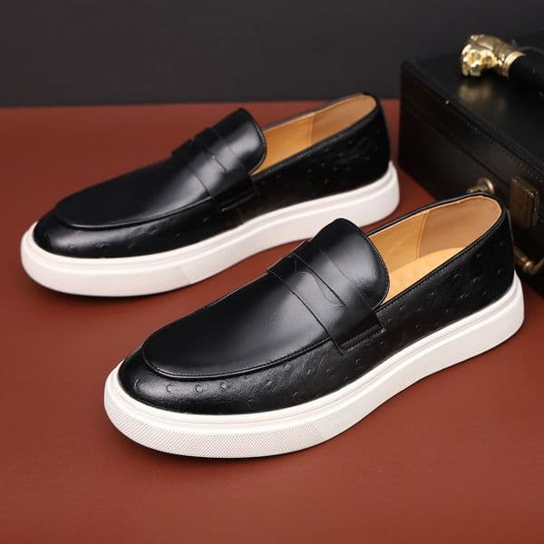 Shoes Casual Men's Emed Leather Men Fashion British Style Penny Loafers Mens Slip-on Thick Sole Outdoor Flats 4fc6 s