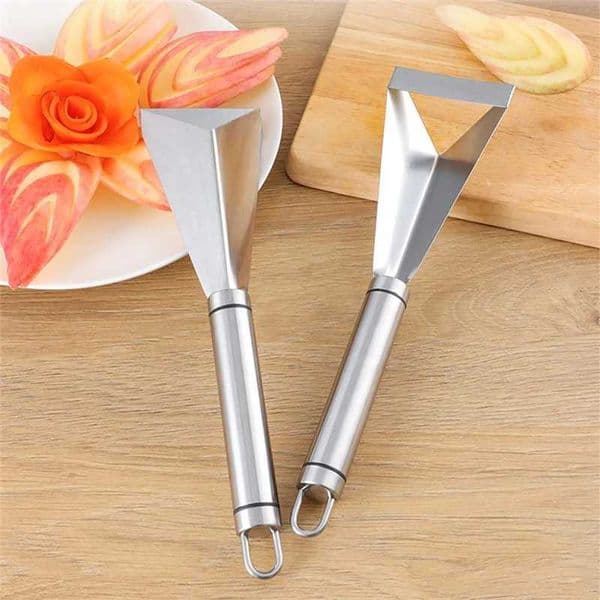 Anti Slip Stainless Steel Fruit Carving Knife Platter Decoration Vegetable Cutting Slicer Triangular Kitchen Food Carve ToolXJ240903