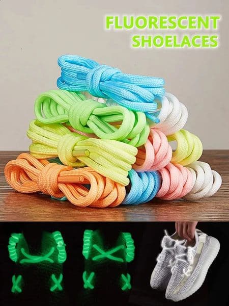 Luminous shoes in the dark circular glowing colored fluorescent shoes sports canvas shoes adult and childrens shoes shoelaces 240903