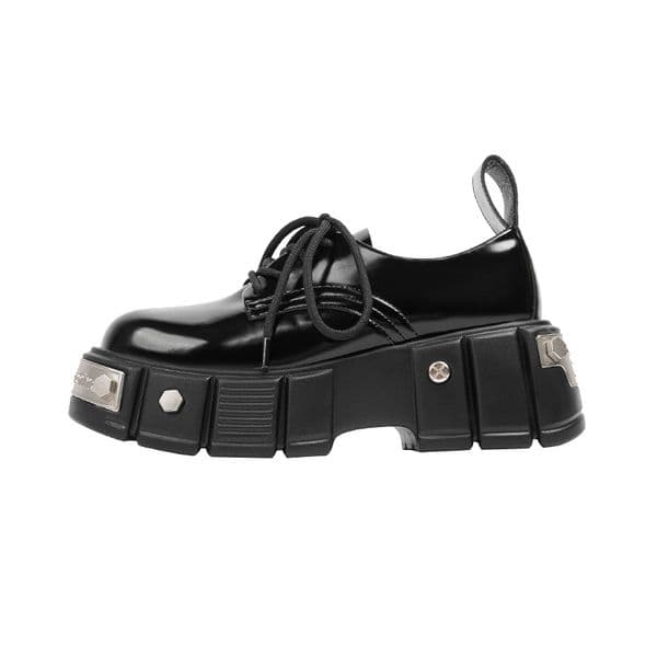 2025 new 01527 Flat Women Fashion Loafers Chunky Thick Platform Black Round Toe Spring Autumn Ladies Feetwear Single Shoes zhanyishengli