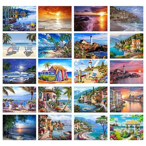 5D New Collection 2024 Diamond Embroidery Seaside scenery Mosaic Art Kits scenery Hanging paintings Cross Stitch GiftXJ240816