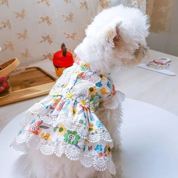1PC Pet Apparel Dog SpringSummer Thin Floral Princess Dress Breathable and Comfortable Daisy Flowers For Small Medium Dogs 240712