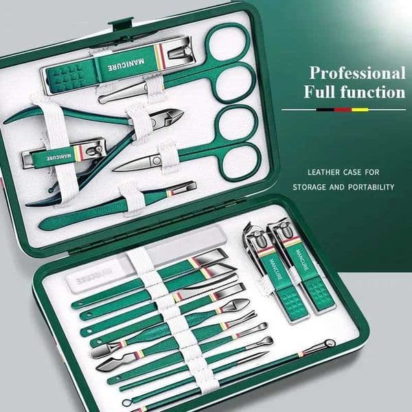 9-19 pieces/set of nail clippers stainless steel nail clipper set manual tool set with folding bag scissors makeup and beauty tools W240904