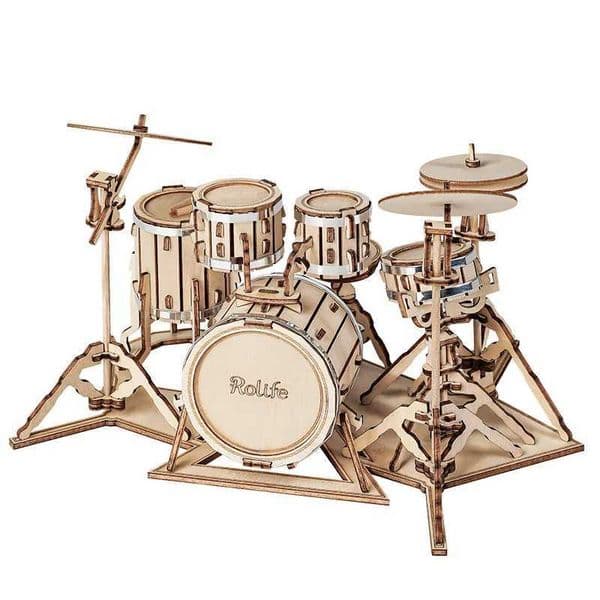 Robotime wooden puzzle 3D instrument components saxophone drum kit accordion cello toy gift W240903