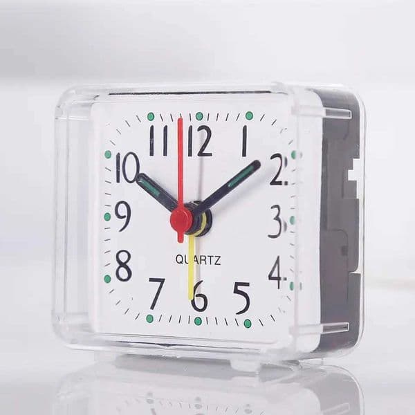Bedside Small Alarm Clock Quartz Battery Operated Wake Up Clocks Square Candy Color Student Bedroom Alarm Clock White Green Blue Y240904