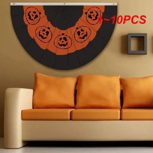 45 * 90cm Halloween fan-shaped flag hanging national flag Halloween fence decoration semi-circular flag 240903