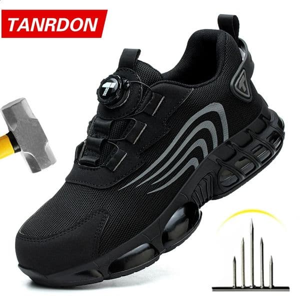 Rotary button safety shoes for men anti-impact and anti-piercing work shoes fashionable mens sports shoes and safety pro 240902