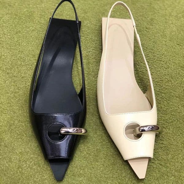 designer pointed 11e33 flat metal sandals women 2024 new open toe low heel mueller shoes womens fashionable sandalias femininas s