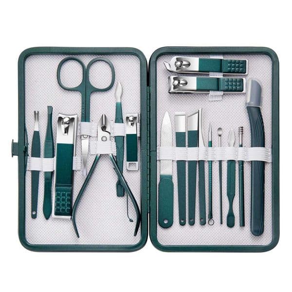 New stainless steel nail clipper set beauty tool set with portable shell handle art tool green nail cutting W240904