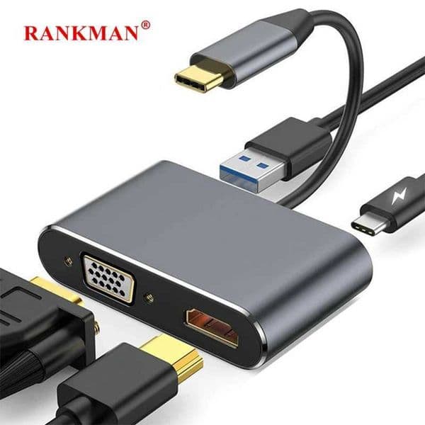USB C hub to 4K HDMI compatible VGA Type C PD charging USB 3.0 docking suitable for MacBook iPad Pro Samsung S20 Dex TV projector mouse CL240905