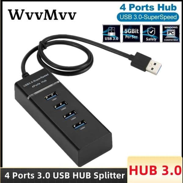 4-port 2.0 3.0 USB hub splitter high-speed multi splitter USB adapter expansion cable for desktop Xiaomi laptop USB hub CL240905
