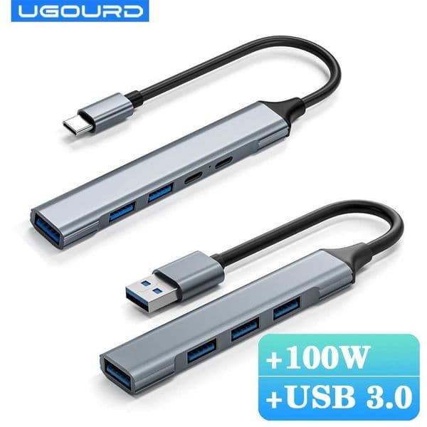USB 3.0 Hub Type-C to 4-port USB Hub USB 3.0 Adapter Multi splitter High speed 5Gbps with PD 100W suitable for Macbook Pro Air PC Laptop CL240905