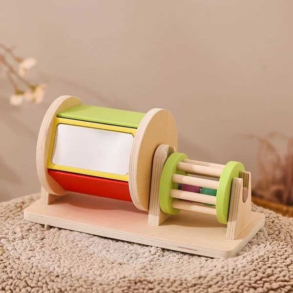 Montessori baby wooden toy Macaroon color spinning music drum permanent color box shape sorting matching baby mouse toy gift W240827