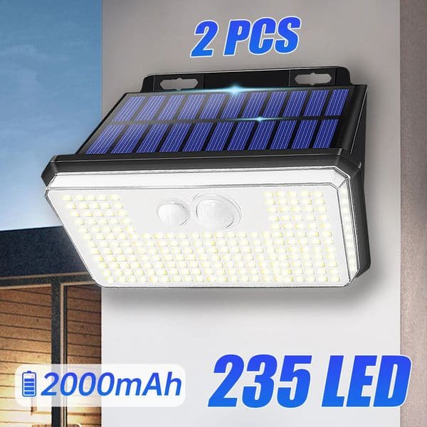 2Pack IP67 Waterproof Solar Outdoor Garden Light Super Bright 178235 LED Motion Sensor Wall Safety 240905