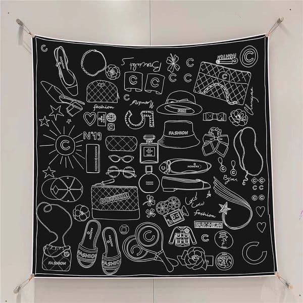 Black Square Head Twill Scarf 90CM Hair Neck Shawls Bag Bandanas Summer Spring Accessories Female Foulard Femme 90cm*90cm Scarves for Ladies Christmas Gift