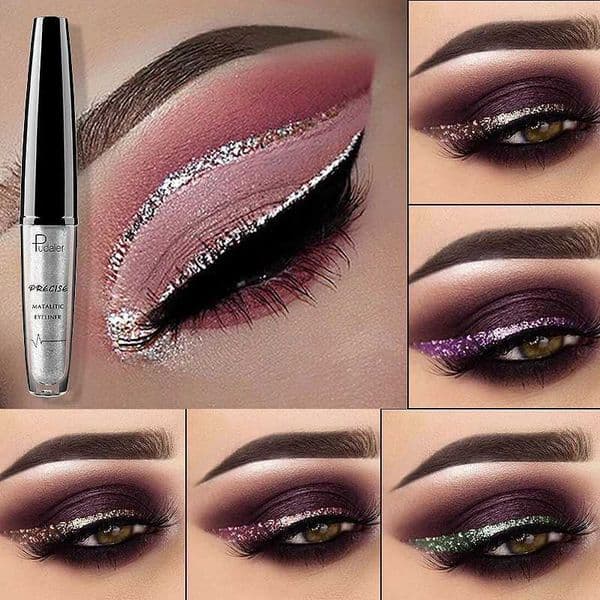 New Professional Shiny Eye Liner Pen Cosmetics for Women Silver Rose Gold Color Liquid Glitter Eyeliner Eye Makeup Beauty ToolsXJ240904