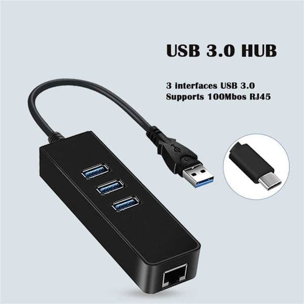 USB Hub Ethernet Card 3-Port High Speed USB 3.0 to RJ45 Hub 10/100Mbps Ethernet Adapter USB Hub LAN CL240905