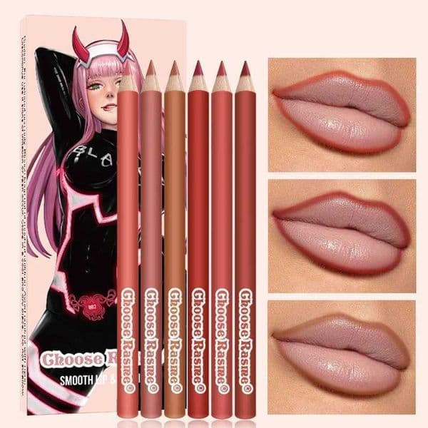 6-piece durable lipstick makeup set equipped with professional lip pencil and matte lip contour coloring makeup W240904