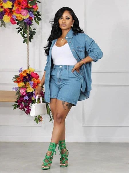 Women's Tracksuits Streetwear 2 Piece Sets Women Outfit Fall Clothes 2024 Denim Shirt Jacket Top And Jean Shorts Casual Jeans Pant
