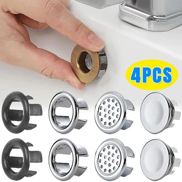 4/1 piece of sink overflow ring cover replacement bathroom basin decoration bathtub circular plastic sink overflow hole cover kitchen accessories 240905