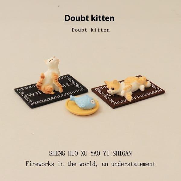 Creative Cute Kitten Mini Plate Simulation Small Fish Baby House Floor Mat Landscape Accessories Desktop Decoration Ornament
