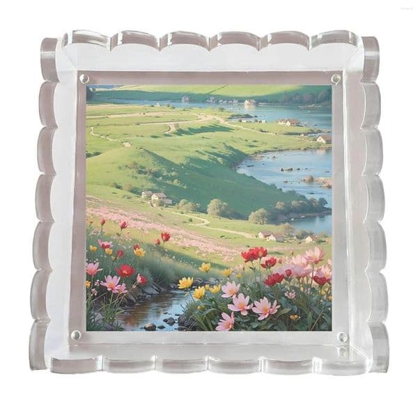 2026 Frames cologne Scalloped Acrylic Tray With Mat Picture Frame Decorative For Coffee perfume Table Clear Free Shipping