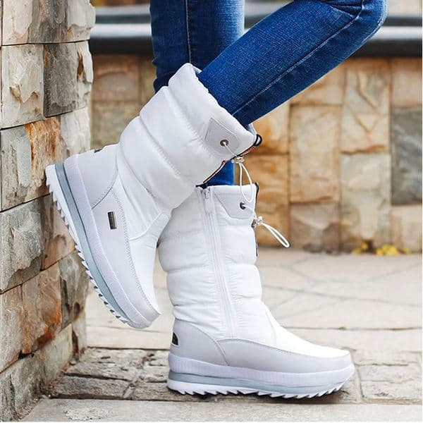 Winter Shoes Warm Plush Mid-calf Waterproof Rubber Non-slip Platform Snow Female Plus Size 42 White Women Boot 6c8c