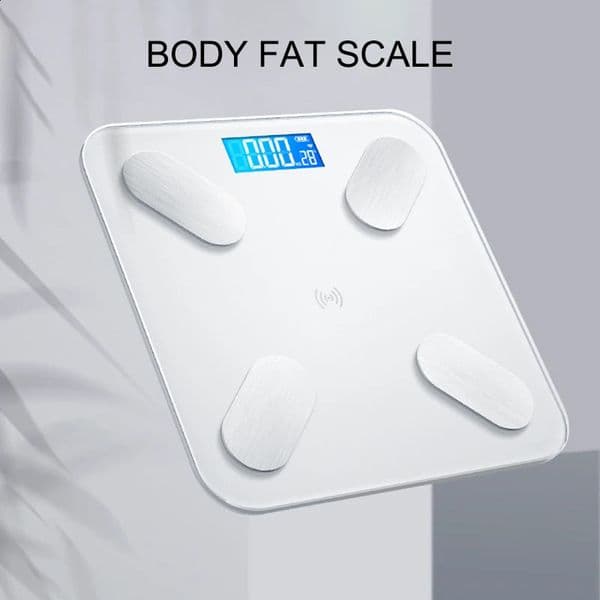 Black glass weight scale body fat intelligent and accurate digital composition Bluetooth connected w240906