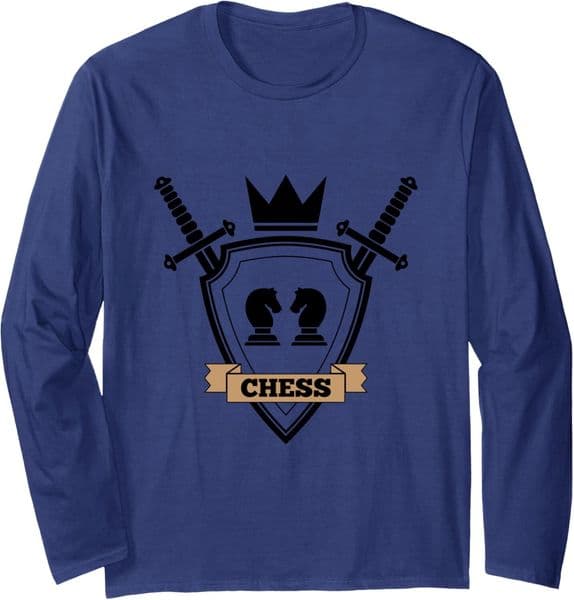 Long Sleeve Shirts For Men Sweatshirt Medieval Knight Shield Crossed Swords Chess Board Tee Streetwear Casual Tops Clothes Free shipping