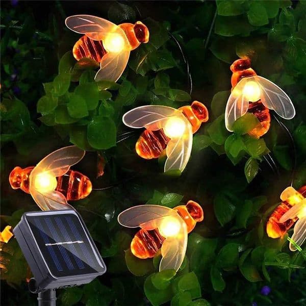 AlliLit Solar String Light 20 LED Cute Bee Outdoor Wedding Garden Patio Party Christmas Tree Honeybee Starry Fairy Decor Lamp Y240906