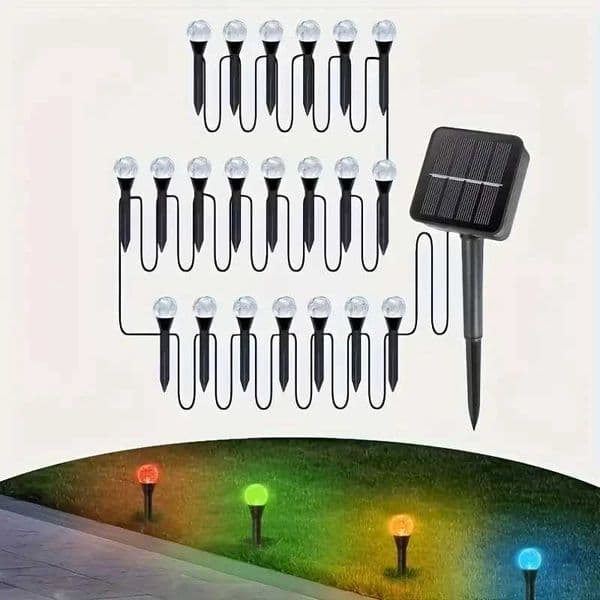 20 In 1 Solar Garden Lights Set Outdoor Pathway Bubble Ball Lawn Lights For Park Yard And Road Decor Garden Solar Lights Y240906