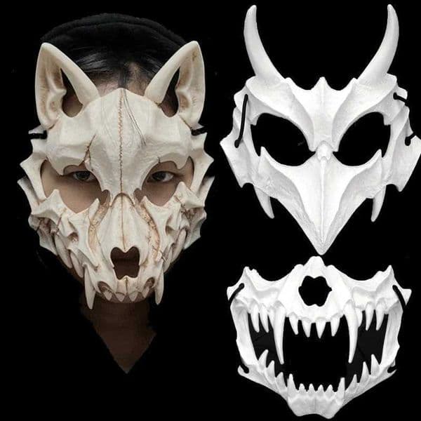Skeleton Party Mask Devil Werewolf Tiger Skull Half Face Mask Halloween Ball Role Playing Costume Mask Props W240905