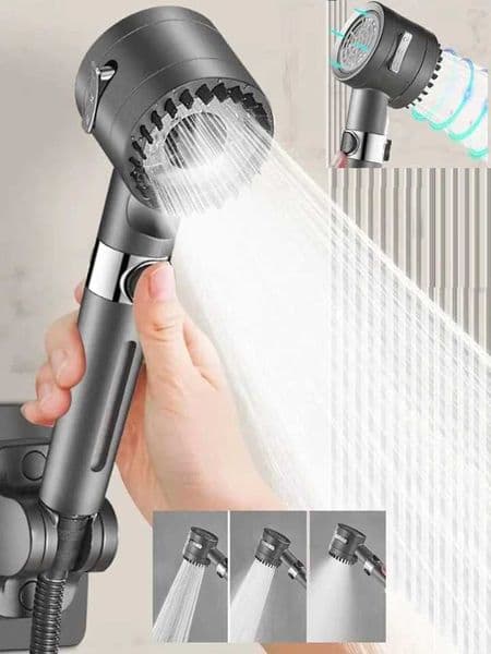 New 3 Modes Shower Head High Pressure Massage Brush Portable Filter Dechlorination Box SPA Rainfall Faucet Bathroom AccessoriesXJ240906