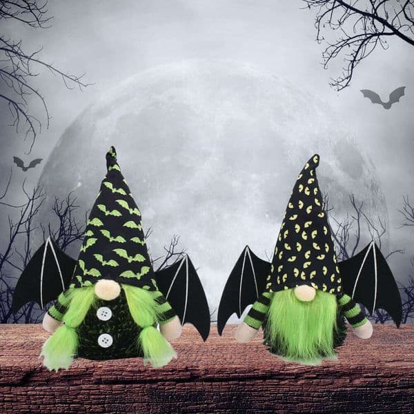2023 New Decoration Bat Wings Printed Black Faceless Halloween Doll Ornament
