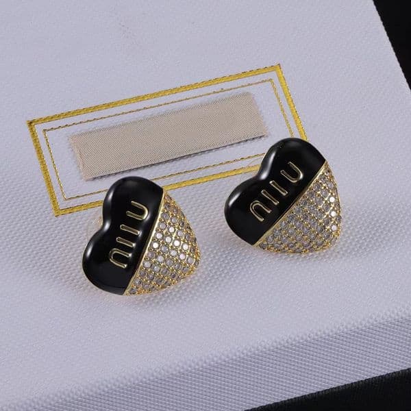 Black heart-shaped rhinestone earrings brand designer earrings Buddha women Valentine's Day party wedding gift earrings designer jewelry