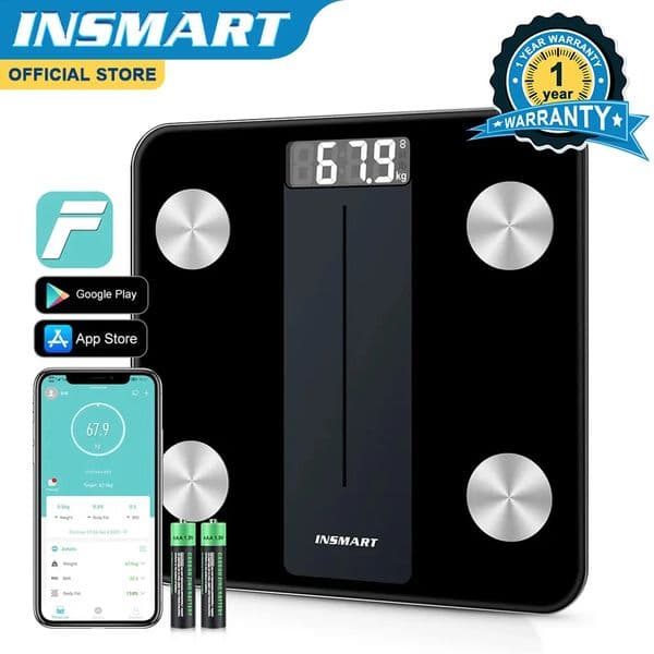 Insmart digital bathroom weight scale human fat intelligent 180KG BMI biological effect 240906
