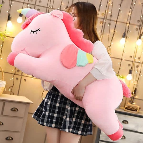 25-100cmKawaii Giant Unicorn Plush Toy Soft Stuffed Unicorn Soft Dolls Animal Horse Toys For Children Girl Pillow Birthday Gifts 240902