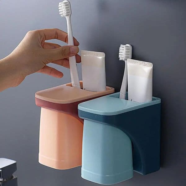 Wall mounted magnetic bathroom garden toothbrush cup holder dustproof drainage cup bathroom coaster home set toothbrush cup 240903