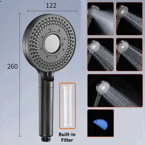 Large Panel 5 Modes High Pressure Shower Head with Filter Water Saving Big Booster Rainfall Showerhead Bathroom AccessoriesXJ240906