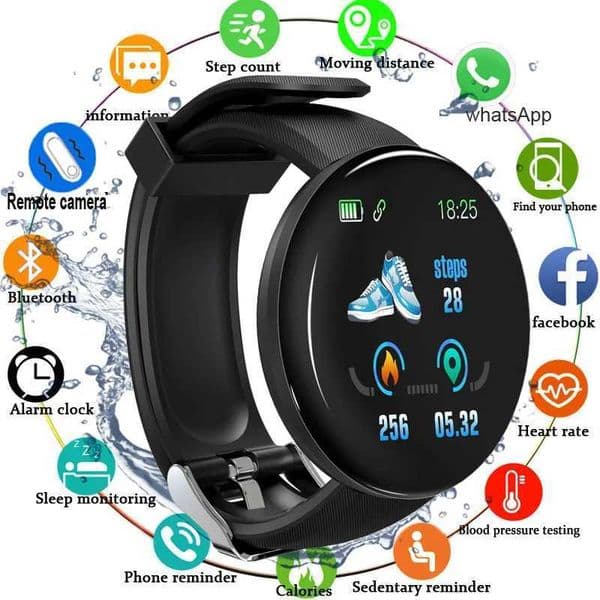 D18 Smart Watch Men Women Smartwatch Blood Pressure Waterproof Digital Watches Sports Fitness Tracker Watch M240907