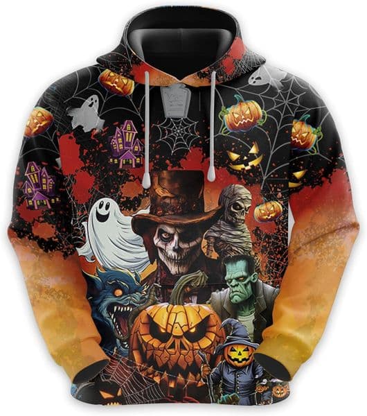 Hoodie For Mens Womens Halloween Hoodies Men Pullover Sweatshirts Fleece 3D Scary Characters Hooded Sweatshirt Series 04 Graphic Free shipping