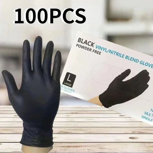 2026 100Pcs Disposable Black Nitrile Gloves Durable Latex cologne Free For Household Kitchen Cleaning Beauty perfume Hair Manicure Washing Shipping