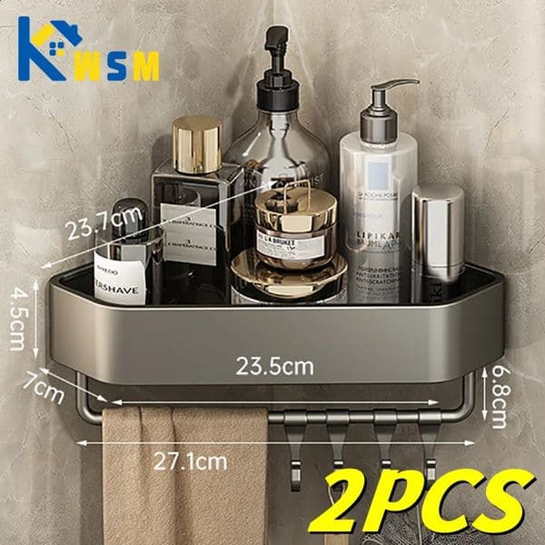 1/2 set of bathroom shelves bathroom towel organizer no punch corner shelf bathroom accessories bathroom decoration accessories 240905