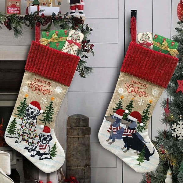 2024 New 46X28CM Decoration Long Stockings Pet Fireplace Christmas Tree Pendant Gift Bag Soc xmas Favors 0909