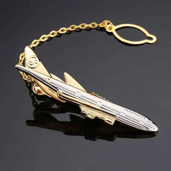 Tie Clips Mens tie clip newly arrived gold-plated airplane shaped pilot high-quality airplane cufflink clip wedding gift W240907 z241025