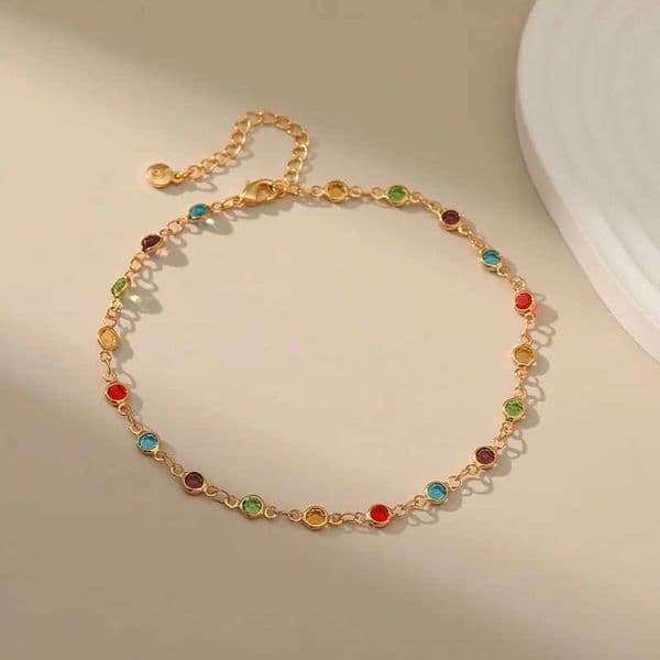 Stained Little Fresh Glass Women Anklet 22cm Adjustable Size Fine Link Chain Summer Ethnic Style Jewelry Beach AccessoriesX240909 L260603FMVO