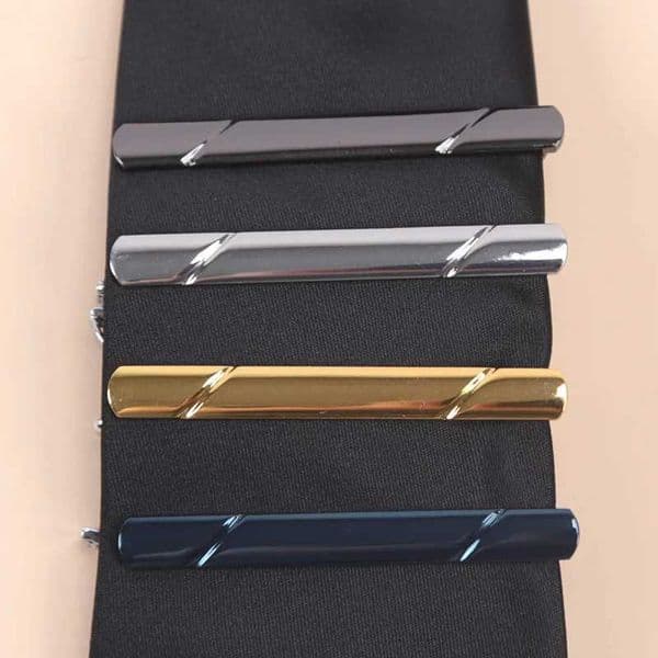 Tie Clips 6x0.6cm mens colored tie clip metal copper simple bar buckle practical black collar buckle mens classic accessory W240907 z241025